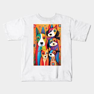 Happy Hound: A Colorful Canine Collage Kids T-Shirt